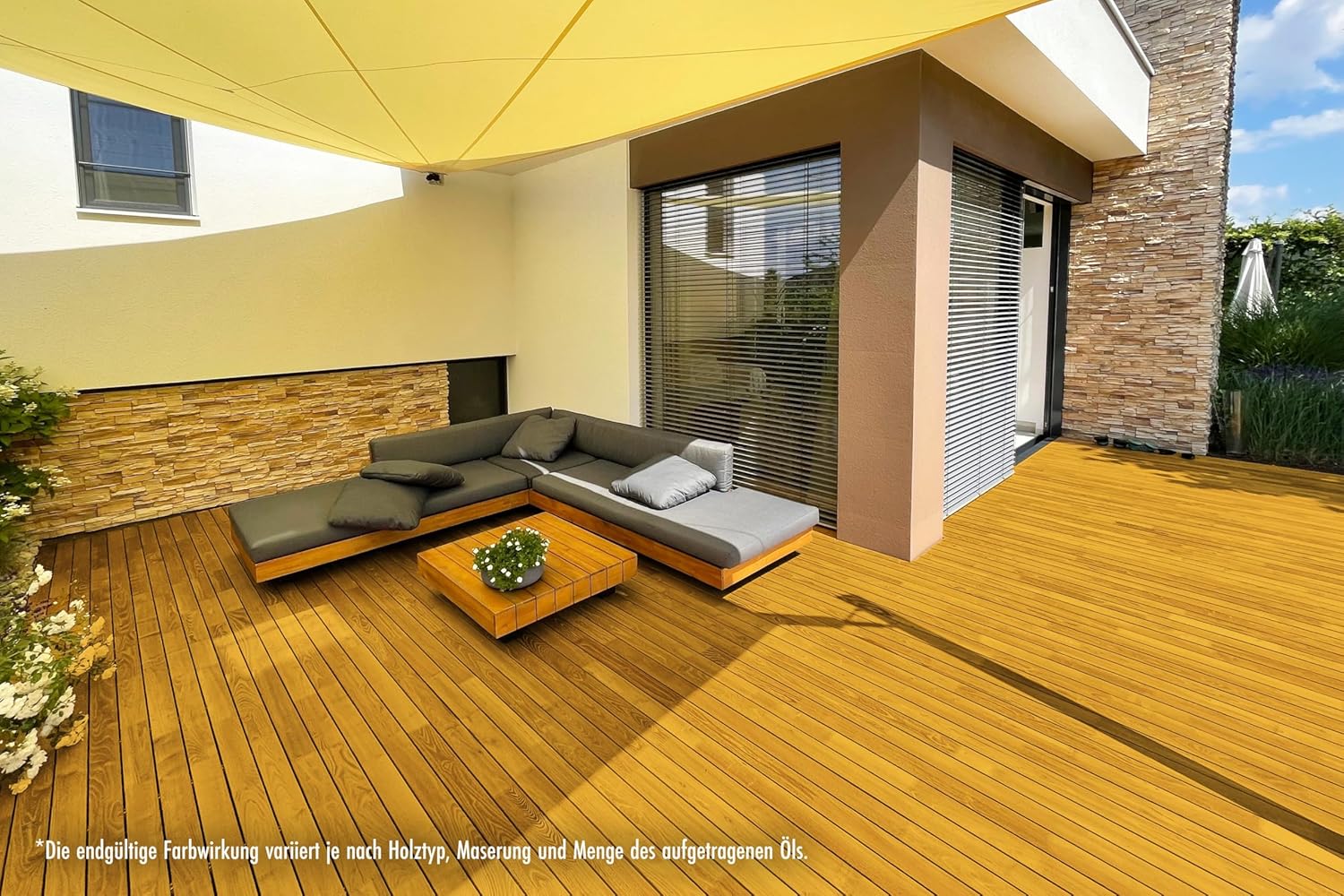 Huile de protection pour bois RIBOL couleur : « ROBINIE » pour bois durs (par exemple robinier, chêne, teck et autres), n° 568-250, 0,75 litre (pour max. 17 m²)