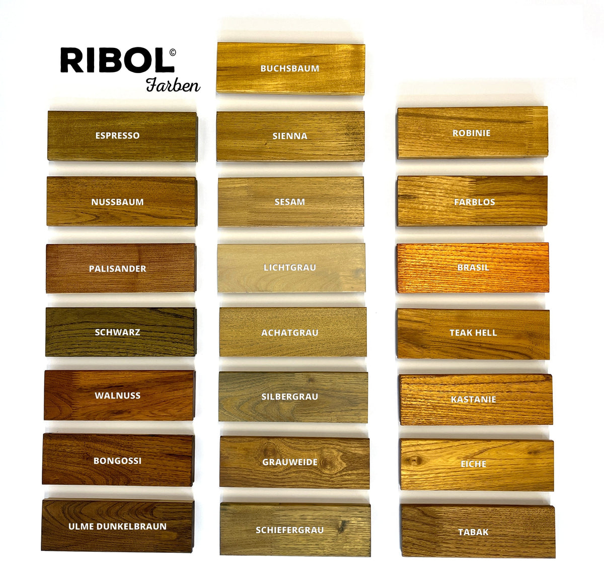 RIBOL Holzschutz-Öl für Robinie und Harthölzer – Farbtöne