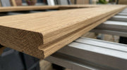 Lame de terrasse en acacaia, Robinia, 60 x 22 mm, rainurée, à joints en queue d'aronde, convexe