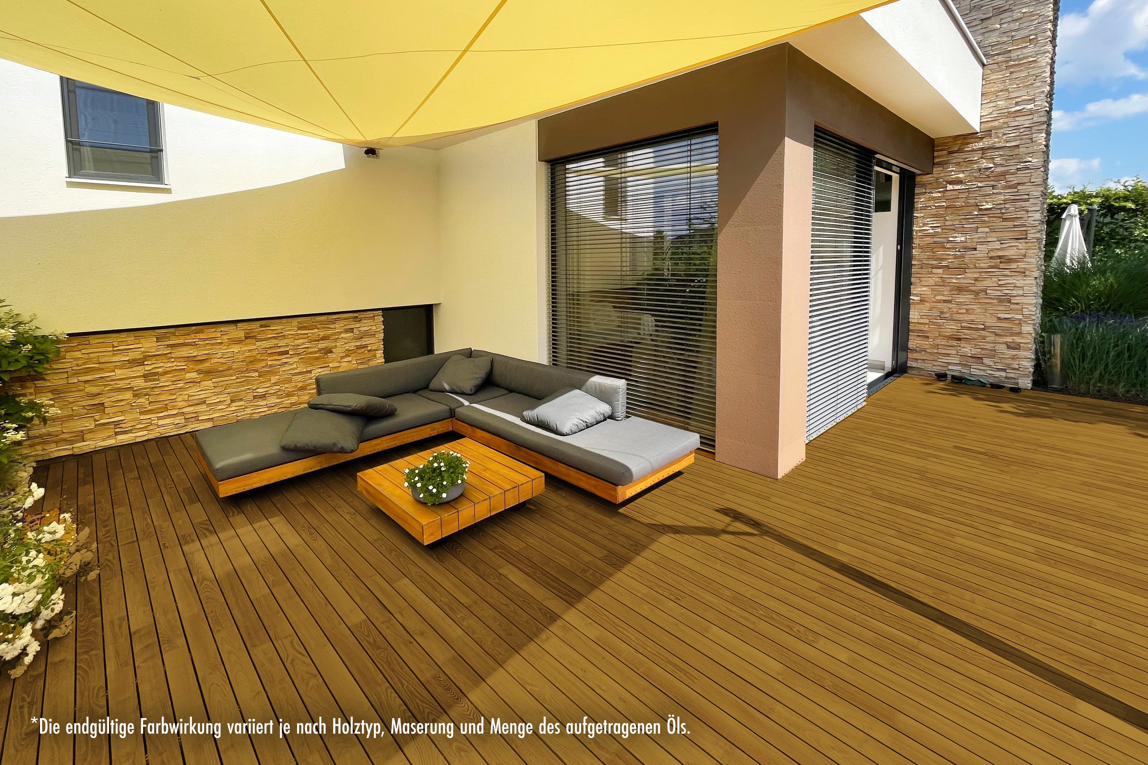 Huile de protection du bois RIBOL couleur : « TABAC » pour bois durs (par exemple robinier, chêne, teck et autres), n° 569-069-075, 0,75 litre (pour max. 17 m²)