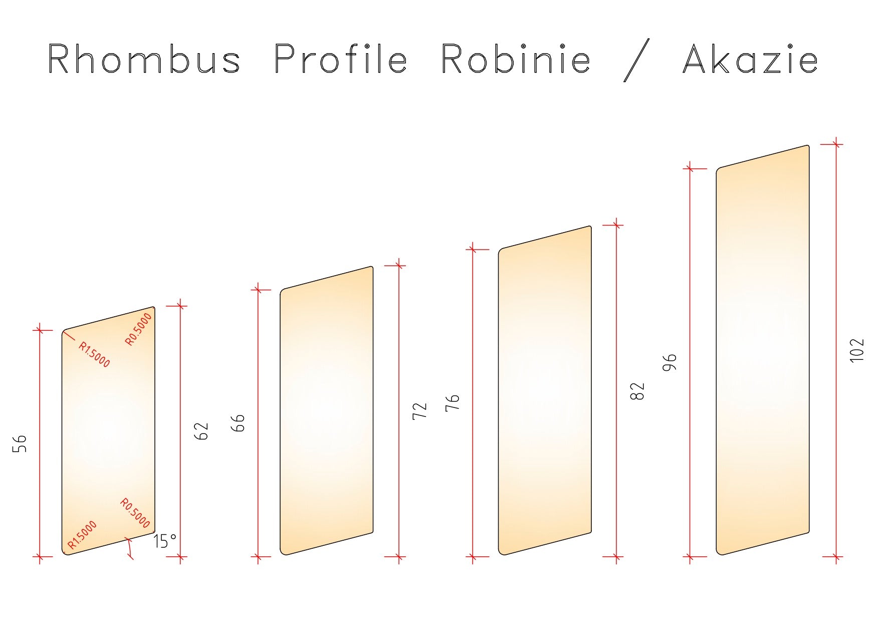 Rhombus Robinia 60 x 22 mm - FJ Rhombus