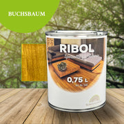 RIBOL Holzschutz-Öl Farbe: "BUCHSBAUM" für Harthölzer (z.B. Robinie, Eiche, Teak u.v.m.), Nr. 569-022-075, 0,75 Liter (für max. 17qm)