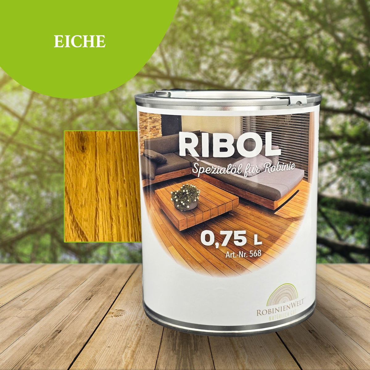 RIBOL Holzschutz-Öl für Robinie und Harthölzer – EICHE, 0,75 Liter