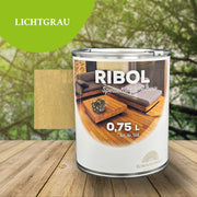 Huile de protection du bois RIBOL, couleur : « GRIS CLAIR » pour bois durs (par exemple, robinier, chêne, teck, etc.), n° 569-212-075, 0,75 litre (pour max. 17 m²)
