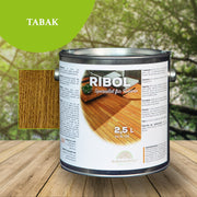 Huile de protection du bois RIBOL couleur : « TABAC » pour bois durs (par exemple robinier, chêne, teck et autres), n° 569-069-250, 2,5 litres (pour max. 55 m²)