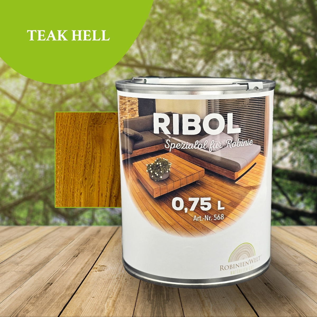 RIBOL Holzschutz-Öl für Robinie und Harthölzer – TEAK HELL, 0,75 Liter