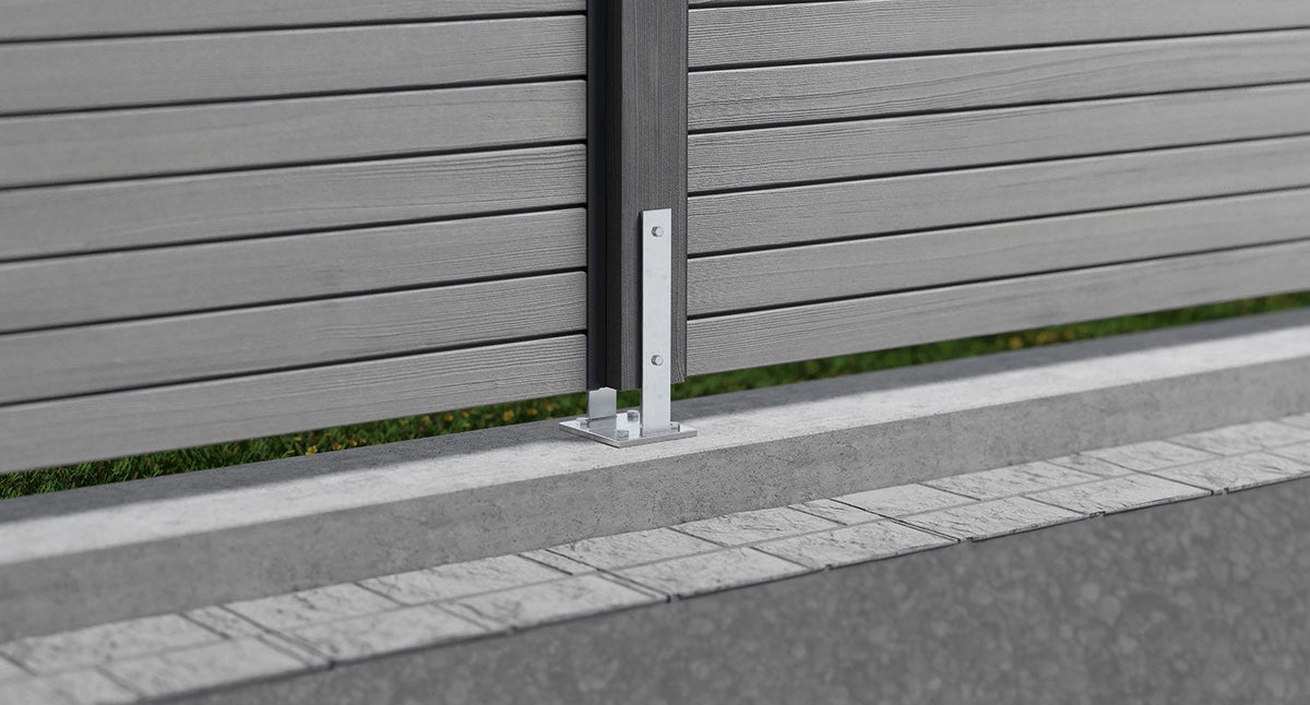 Zaun-Pfostenträger TERA PT 90 mm – für Zaun und Sichtschutz auf Betonfundament – FixingGroup